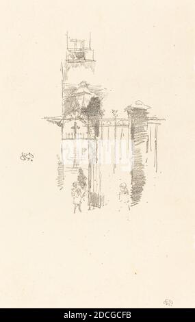 James McNeill Whistler, (artist), American, 1834 - 1903, Entrance Gate, 1887, lithograph in black on laid paper, image: 14.8 × 12 cm (5 13/16 × 4 3/4 in.), sheet: 31.2 × 20.2 cm (12 5/16 × 7 15/16 in Stock Photo