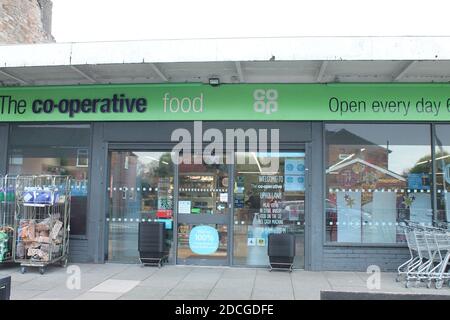 The Co-operative food store front in the village of Upholland in Lancashire UK Stock Photo