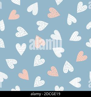 Rose pastel and white hearts. Seamless repeat pattern, perfect for valentines day invitation, cards and wallpaper, flyer or wedding designs. Vector il Stock Vector