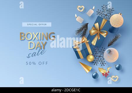 Christmas and New Year boxing day banner Stock Vector