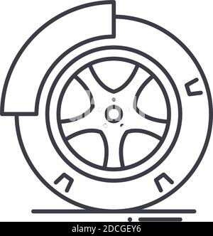 Disc brake icon, linear isolated illustration, thin line vector, web design sign, outline concept symbol with editable stroke on white background. Stock Vector