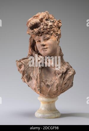 Auguste Rodin, (sculptor), French, 1840 - 1917, Bust of a Woman, 1875, terracotta with plaster and paint, overall: 48.9 x 35.6 x 26.9 cm (19 1/4 x 14 x 10 9/16 in Stock Photo