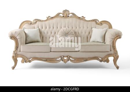 Luxurious classic sofa on a white background . front view Stock Photo