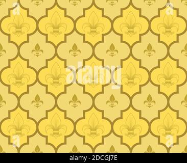 Vector design of geometric pattern with lily flowers, symbol used in medieval heraldry, Easy to change colors. Stock Vector