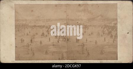 Crowd leaving the ground after the Regatta, July 4th, 1859., 1859, New York (State), New York (N.Y.), New York Harbor (N.Y. and N.J.), New York Stock Photo