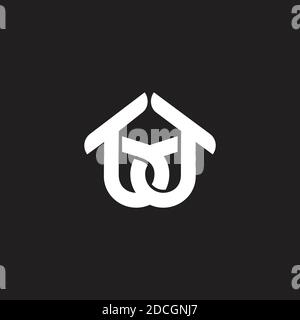 abstract letter tb roof home symbol flat geometric logo vector Stock Vector