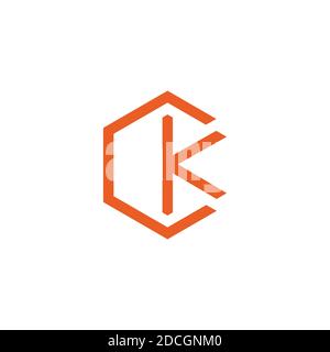 abstract letter ck geometric hexagon line design logo vector Stock Vector