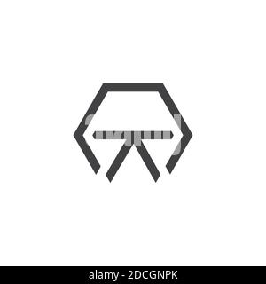 abstract letter nt geometric hexagon line design logo vector Stock Vector