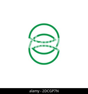 simple infinity leaf nature geometric linear logo vector Stock Vector