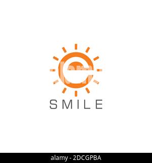 abstract smile letter e sun warm geometric logo vector Stock Vector