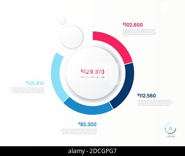 Vector infographic round chart template. Four options, steps, parts Stock Vector
