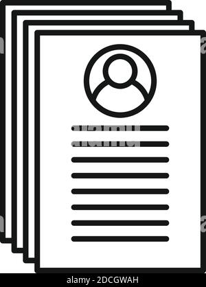 Headhunter documents icon, outline style Stock Vector
