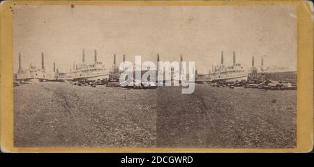 Group of steamboats lying at Simonson's ship yard, foot of 12th street., 1860, New York (State), New York (N.Y.), New York, Manhattan (New York, N.Y.), New York Harbor (N.Y. and N.J Stock Photo