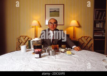 John Smith Deputy Labour Leader at breakfast in his home, scanned from 645 transparency,. Stock Photo