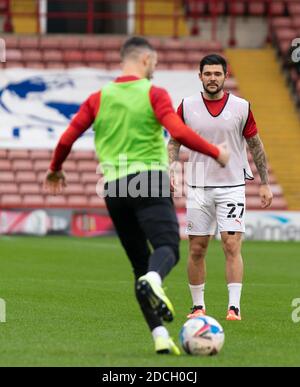 Oakwell Stadium, Barnsley, Yorkshire, UK. 21st Nov, 2020. English Football League Championship Football, Barnsley FC versus Nottingham Forest; Michael Sollbauer of Barnsley warming up Credit: Action Plus Sports/Alamy Live News Stock Photo