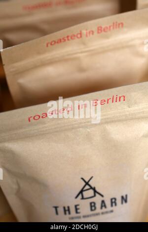 Germany / Berlin /Coffee Style / Coffee bags from The Barn the  leading Specialty Coffee Roasters in Germany. Stock Photo