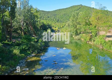 The Merse River near the village of Murlo, Siena Province, Tuscany, Italy Stock Photo