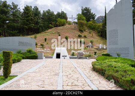 Kalavryta, Greece - June 6 2020:Memorial site (Place of Sacrifice) of the Massacre of Kalavryta during World War II Stock Photo