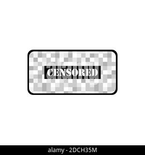 Pixel censored sign, black censor bar concept icon isolated on white background. Stock Vector
