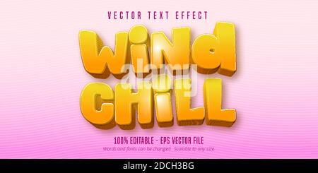 Wind chill text, cartoon style editable text effect Stock Vector