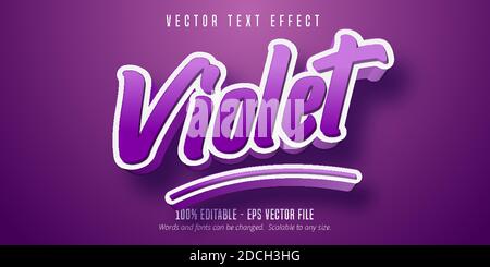 Violet text, cartoon style editable text effect Stock Vector