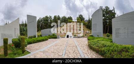Kalavryta, Greece - June 6 2020:Memorial site (Place of Sacrifice) of the Massacre of Kalavryta during World War II panorama Stock Photo