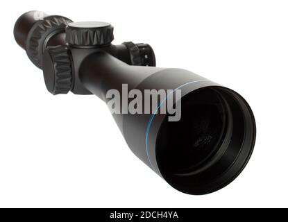 Quartering view of a sniper scope isolated on white Stock Photo