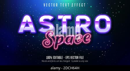 Astro space text, neon style editable text effect Stock Vector