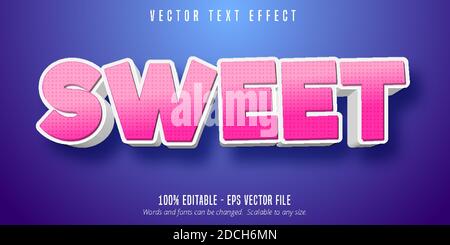 Sweet text, cartoon style editable text effect Stock Vector