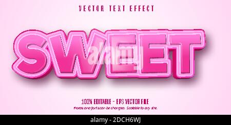 Sweet text, cartoon style editable text effect Stock Vector