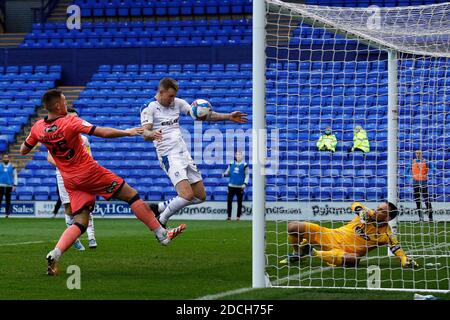 BIRKENHEAD, ENGLAND. NOVEMBER 21ST Tranmeres Peter Clarke heads home the second goal during the Sky Bet League 2 match between Tranmere Rovers and Grimsby Town at Prenton Park, Birkenhead on Saturday 21st November 2020. (Credit: Chris Donnelly | MI News) Credit: MI News & Sport /Alamy Live News