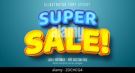 Super sale text, 3d editable font effect Stock Vector