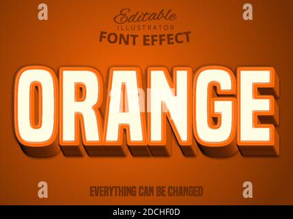 Orange text, editable text effect Stock Vector