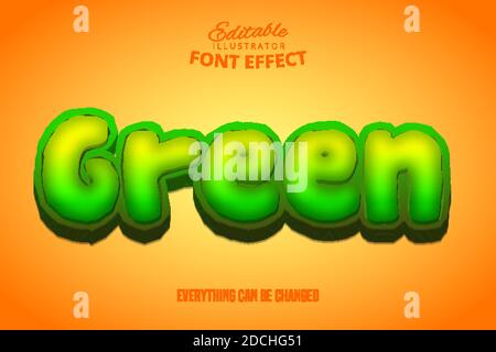 Green text, 3d editable font effect Stock Vector