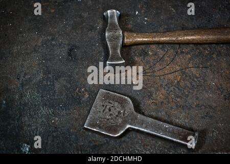 Tools in old Garage workshop. Stock Photo
