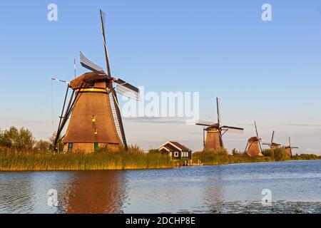 Windmills at Kinderdijk, Zuid-Holland, The Netherlands Stock Photo