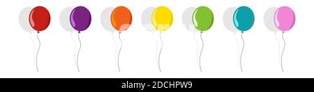 Balloon set with shadow isolated on white background. Vector illustration Stock Vector