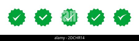 Correct, green icon sign. Vector illustration isolated on white background.Icon set. Stock Vector
