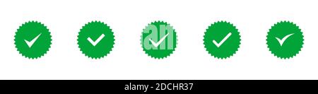 Correct, green icon sign. Vector illustration isolated on white background.Icon set. Stock Vector