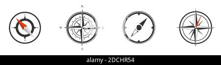 Set of black compass icons isolated on white background. Vector illustration. Stock Vector