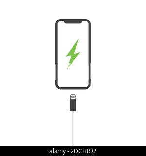 Phone charging icon. Vector illustration isolated on white background Stock Vector