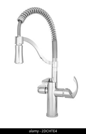 steel water faucet isolated on white background Stock Photo