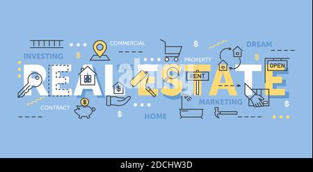 Real estate word cloud collage, business investment concept Stock Vector