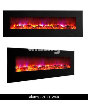Electric fireplace isolated on white background Stock Photo