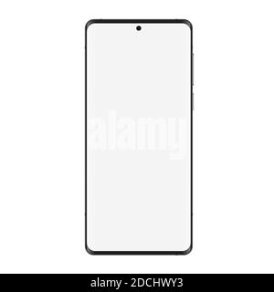 Smartphone realistic mockup vector illustration. Modern outline wireframe smart phone device, trendy portable cellphone gadget with blank white screen and front view isolated on white background Stock Vector