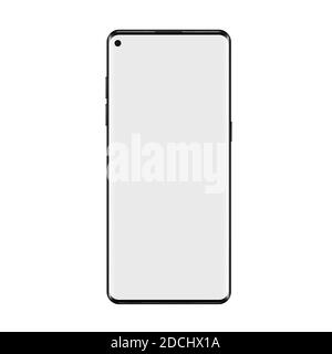 Smartphone realistic mockup vector illustration. Modern outline wireframe smart phone device, trendy portable cellphone gadget with blank white screen and front view isolated on white background Stock Vector