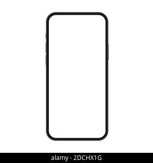 New version Realistic black frameless slim smartphone with blank white screen vector illustration Stock Vector