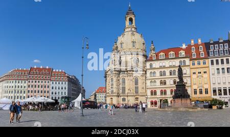 Panorama of the Neumarkt square with church and houses in Dresden, Germany Stock Photo