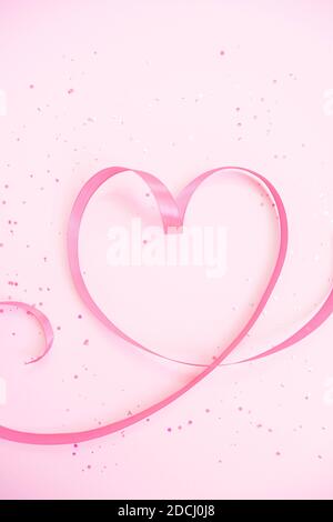 Ribbon hearts. Soft pastel background to Valentine Stock Photo