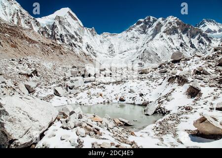 Bright beautiful mountain landscape in Himalaya. Nepal.  Stock Photo